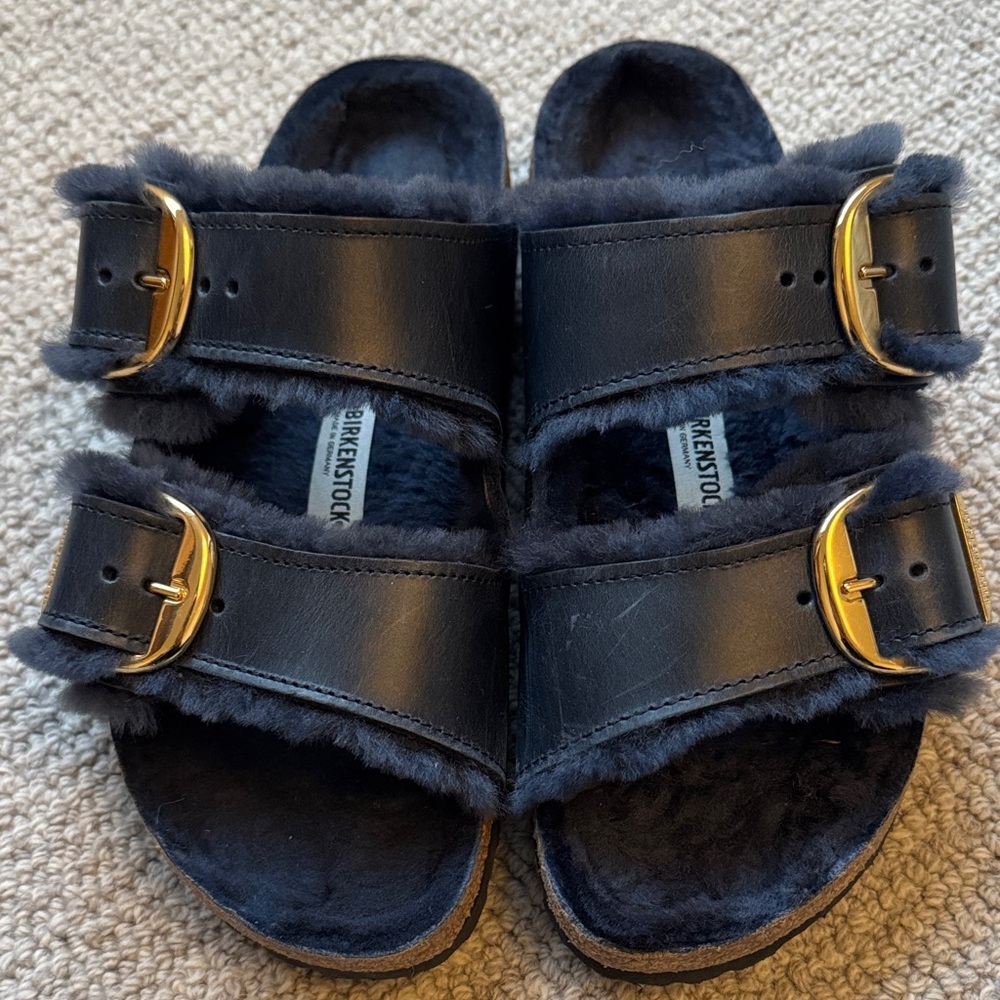BIRKENSTOCK Arizona Big Buckle Shearling Sandals SZ 38 - Picture 4 of 6